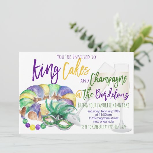 Mardi Gras Einladung (Stehend Vorderseite)