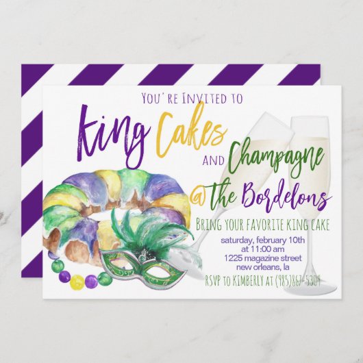 Mardi Gras Einladung (Vorne/Hinten)