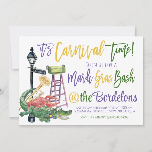 Mardi Gras Einladung (Vorderseite)