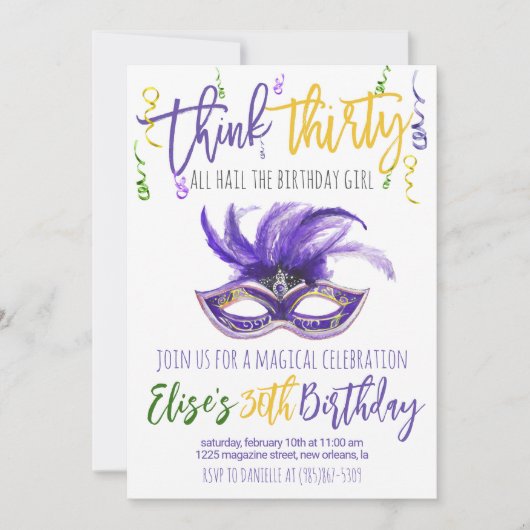 Mardi Gras Einladung (Vorderseite)