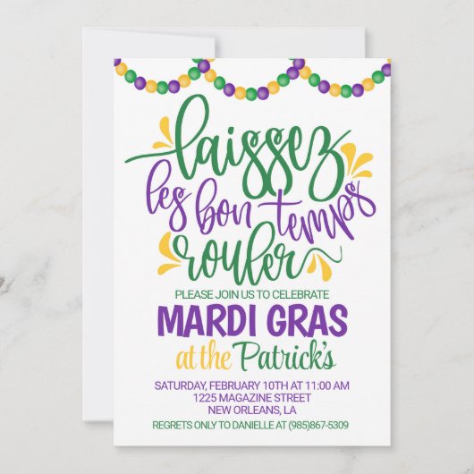 Mardi Gras Einladung (Vorderseite)