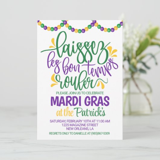 Mardi Gras Einladung (Stehend Vorderseite)