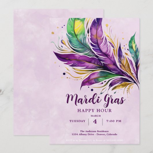 Mardi Gras Einladung (Vorne/Hinten)