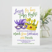 Mardi Gras Einladung (Stehend Vorderseite)