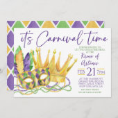 Mardi Gras Einladung (Vorne/Hinten)