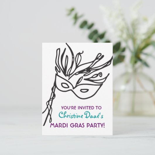 Mardi Gras! Einladungspostkarte (Stehend Vorderseite)