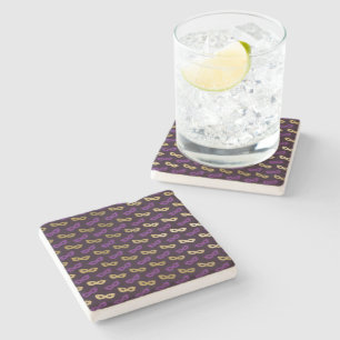 Mardi Gras Elegante goldene Fleur De Lis Quadrate Steinuntersetzer