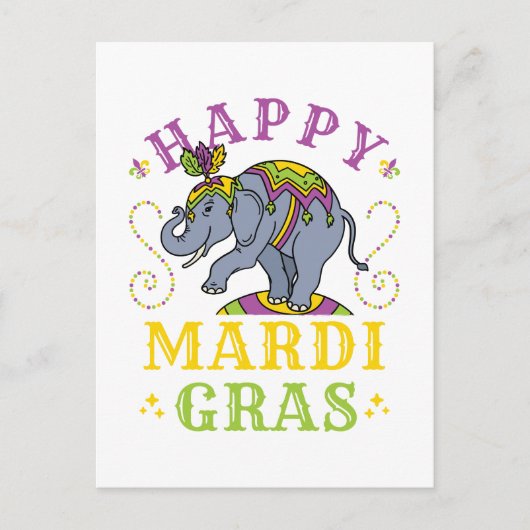 Mardi Gras Elephant Carnival Postkarte (Vorderseite)