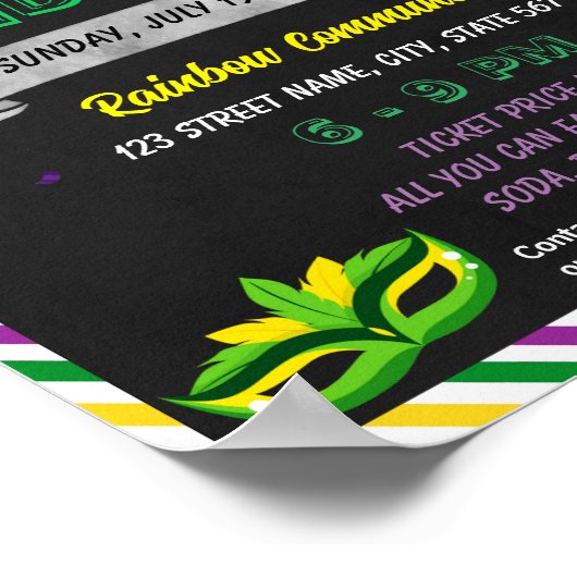 Mardi Gras-Ereignisvorlage Poster (Ecke)