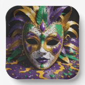 Mardi Gras Face Mask Party Pappteller (Vorderseite)