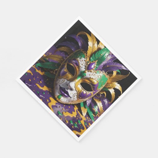 Mardi Gras Face Mask Party Serviette (Ecke)