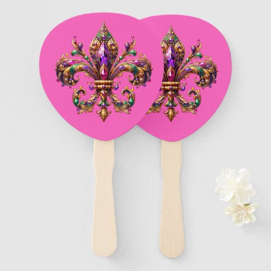 Mardi Gras Fächer (Vorne und Hinten)