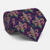 Mardi Gras Farbe Fleur di Lis Krawatte (Gerollt)