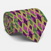 Mardi Gras Farben Diamantformen Krawatte (Gerollt)