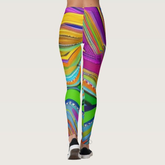 Mardi Gras Farben mit Perlen Leggings (Rückseite)