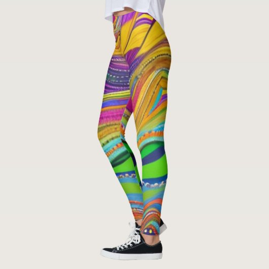 Mardi Gras Farben mit Perlen Leggings (Links)