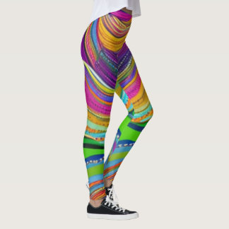 Mardi Gras Farben mit Perlen Leggings