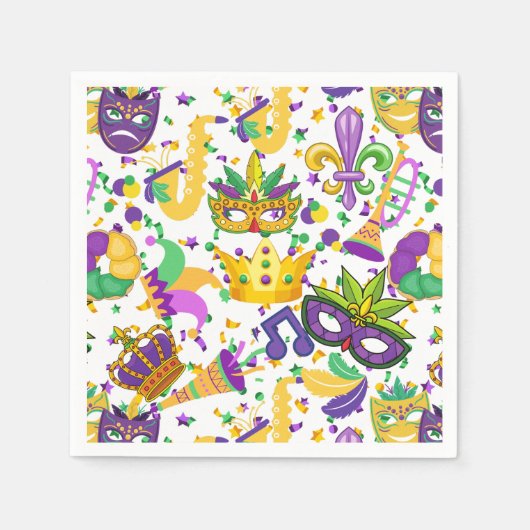 Mardi gras Farben Serviette (Vorderseite)