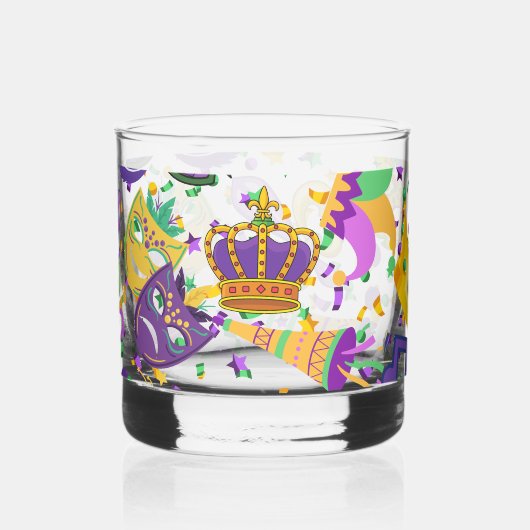Mardi gras Farben Whiskyglas (Vorderseite)
