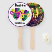 Mardi Gras farbenfrohe Gastgeschenk Hand Fan Fächer (Vorne und Hinten)