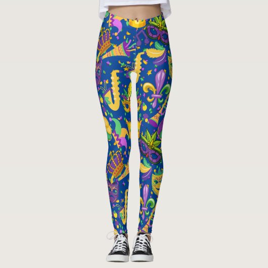 Mardi gras farbige D Blue Leggings (Vorderseite)