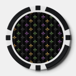 Mardi Gras Farbige Fleur De Lis Dunkel Vertikal Pokerchips