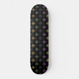 Mardi Gras Farbige Fleur De Lis Dunkel Vertikal Skateboard