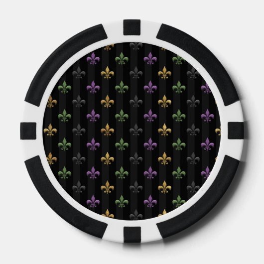 Mardi Gras farbige Lilie Dunkel Vertikal Pokerchips (Vorderseite)