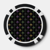 Mardi Gras farbige Lilie Dunkel Vertikal Pokerchips (Rückseite)