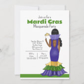 Mardi Gras Fashion Illustration - Party Einladung (Vorderseite)