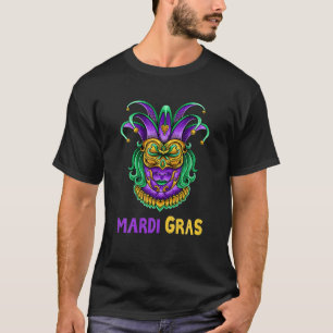 Mardi Gras Fat Dienstag Festival Maske mit Jester T-Shirt
