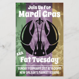 Mardi Gras Fat Dienstag Lila Goldfisch Flyer