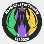 Mardi Gras Fat Dienstag Lila Goldfisch Runder Aufkleber (Vorderseite)