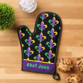 Mardi Gras Fat Dienstag Lila Grüne Lilie Ofenhandschuh (Oben unten)