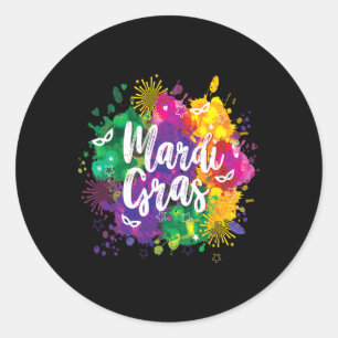 Mardi Gras Fat Dienstag New Orleans Festival Moon  Runder Aufkleber