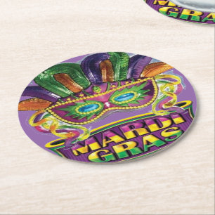 Mardi Gras Fat Dienstag New Orleans Party Unterset Runder Pappuntersetzer