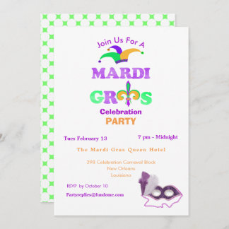 Mardi Gras Fat Dienstag Thema Spaß Party Einladung