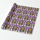 Mardi Gras Feather Mask Colorful Giftwrap Geschenkpapier (Ungerollt)