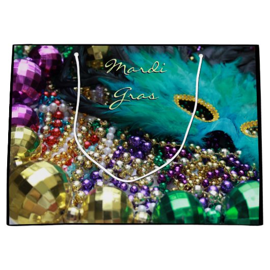 Mardi Gras Feather Mask Gastgeschenk Gift Bags Große Geschenktüte (Vorderseite)