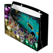 Mardi Gras Feather Mask Gastgeschenk Gift Bags Große Geschenktüte (Rückseite Schrägansicht)