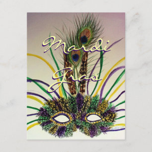 Mardi Gras Feather Mask Individuelles Party Einlad Einladung