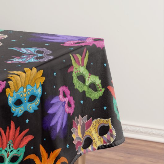 Mardi Gras Feather Mask Lila Green Blue Star Tischdecke (Beispiel)