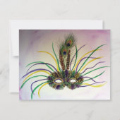 Mardi Gras Feather Mask oder Einladungen (Vorderseite)