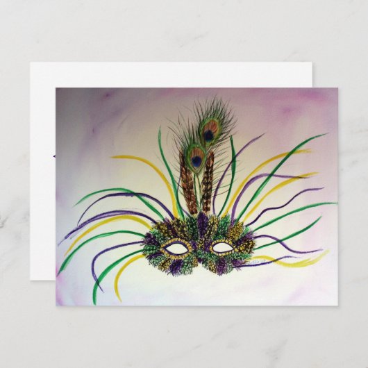 Mardi Gras Feather Mask oder Einladungen (Vorne/Hinten)