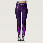 Mardi Gras Feather Pendant Lila Glitzer Leggings (Vorderseite)