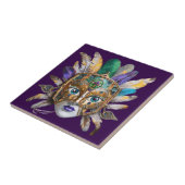 Mardi Gras Feather und Metallmaske Fliese (Seite)