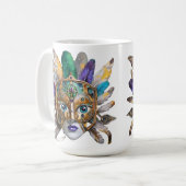 Mardi Gras Feather und Metallmaske Kaffeetasse (Vorderseite Links)
