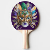 Mardi Gras Feather und Metallmaske Tischtennis Schläger (Rückseite)