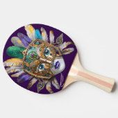 Mardi Gras Feather und Metallmaske Tischtennis Schläger (Seitenansicht)