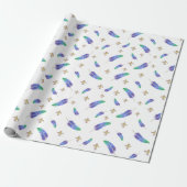Mardi Gras Feathers und Lilie Pattern Geschenkpapier (Ungerollt)